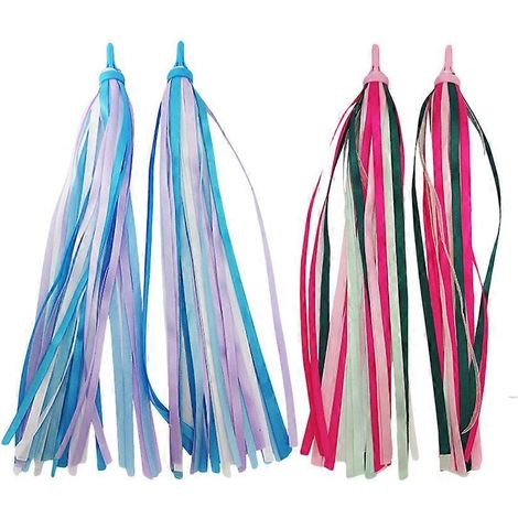 Ensemble de 4 rubans décoratifs colorés à pompons pour guidon de vélo (1/5)