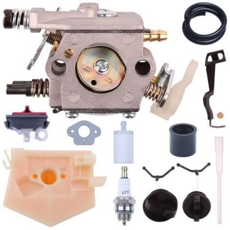 Carburateur pour tronçonneuse Husqvarna 50 51 55 Rancher – Remplace Walbro WT-170 – Performances optimales – Inclus filtre à air et ligne de carburant (1/4)