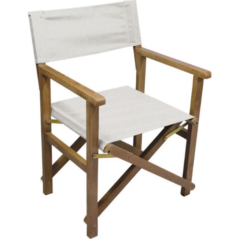 Sedia da regista con bracioli tessuto ecrù. MALIGI HOME MG/MELANZANA  Legno