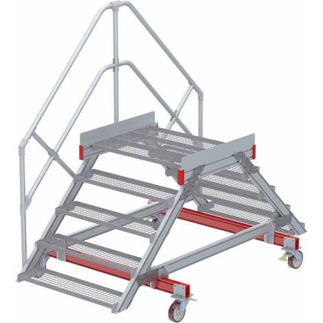 Euroline 512 mobiler Überstieg 45° Stufenausführung Stahl Gitterrost Stufenbreite 1000mm 5 Stufen