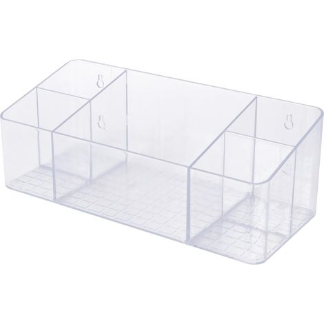 Étagère de rangement pour salle bain, sans perçage, 28 x 10 12 cm, plastique transparent, mural (1/5)