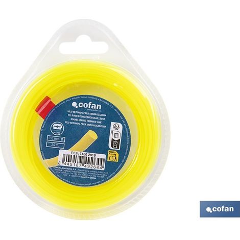 Runder Nylonfaden für Rasenmäher 25 m x 1,6 mm (1/4)