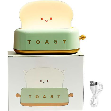Children's led night light, USB Rechargeable Toast Lamp, Silicone Children's Bedside Lamp, Brightness Adjustment by Click and Can be Timed Baby Night Light, Birthday and Christmas Gifts (1/5)