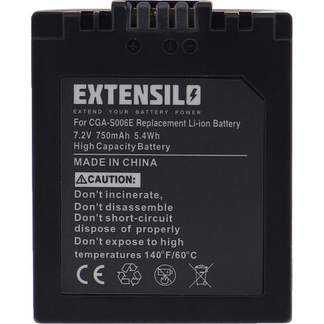 EXTENSILO Akku Ersatz für Panasonic CGA-S006, CGR-S006E, DMW-BMA7, CGA-S006E, CGR-S006 für Kamera (750 mAh, 7,2 V, Li-Ion) (1/4)