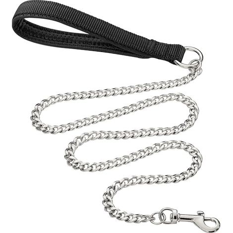 Metal Dog Lead, 180cm Pet Leash Chain with Soft Padded Handle for Large Medium Dogs (180cm3mm) (1/5)