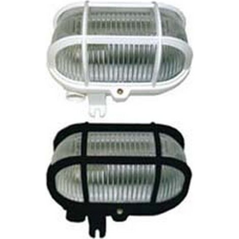2PZ PLAFONIERA OVALE CON GABBIA - max 40w IP44 - mm.185x107x105h. colore nero