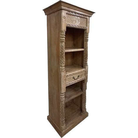Estantería de madera acabado artesanal marrón 57x38x180cm (1/5)