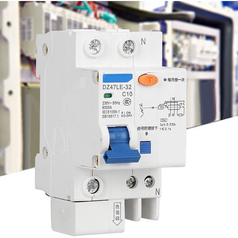 Disjoncteur différentiel DZ47LE 32 1P+N 10A avec protection contre les surintensités et les fuites de courant (1/5)