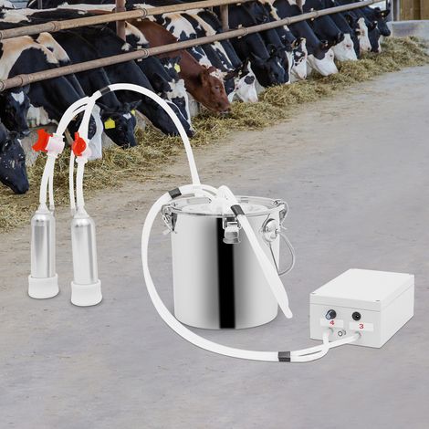 Machine à traire les chèvres, capacité de 5 litres, alimentation secteur, pompe à vide pulsatoire à vitesse réglable, seau à lait en acier inoxydable 304 de qualité alimentaire, machine à traire élect (1/5)