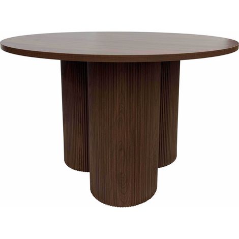 Oviala – Table de salle à manger ronde 120 cm – Effet bois foncé – Plateau en MDF facile à nettoyer – Accueille 4 personnes
