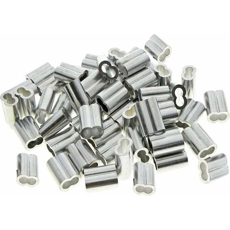 Manchon De Sertissage - Manchon Double En Aluminium - Pour Câble Acier 3 mm - 50 Pièces (1/5)