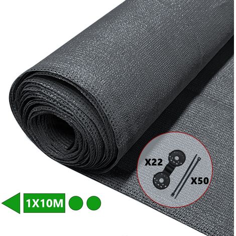 VOUNOT Malla Sombreo y Ocultación 1×10m, Valla Privacidad HDPE, Antracita (1/5)