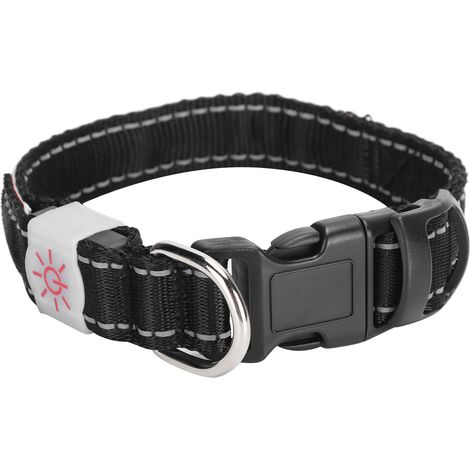 Collier LED réglable pour animaux de compagnie, rechargeable par USB, en cuir souple, avec éclairage de sécurité nocturne, taille S. Collier de sécurité nocturne pour chien. (1/5)