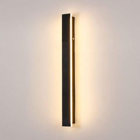 Lèche-murs rectangulaires à LED, appliques murales à bande intérieure/extérieure, luminaires créatifs à longues appliques, finition noire, décoration de cour moderne, lumière d'ambiance 3000 K-lumière (1/5)
