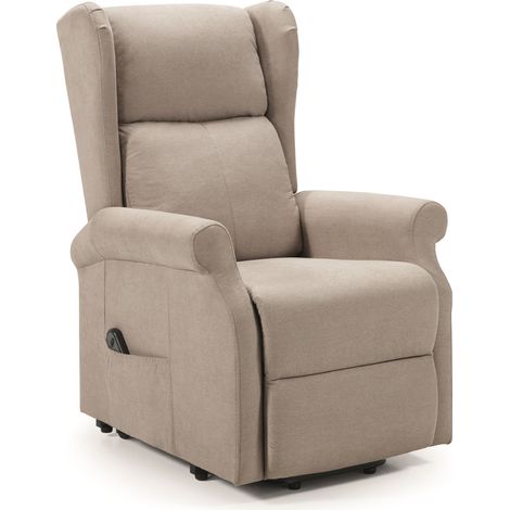 Fauteuil relax électrique releveur en tissu couleur Crème - Longueur 73 x Profondeur 90 x Hauteur 110 cm (1/5)