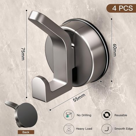 Toallero de 4 piezas con ventosas para cocina y baño, no requiere taladrar, toallero sólido con ventosas para cocina y baño. (1/5)