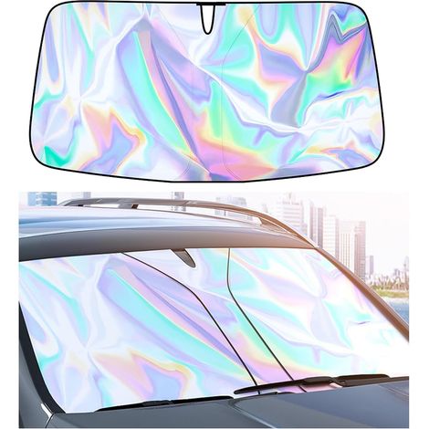 Car windshield sunshade, silver, foldable, effectively blocks UV rays, 80 x 145 cm (1/5)