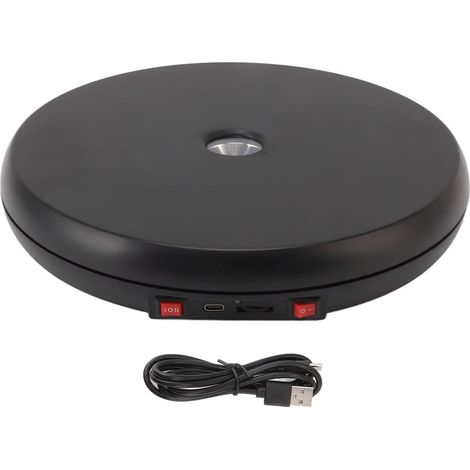 Electric Motorized Rotating Turntable Display Stand with LED, 360 Degree Photography Product Turntable Stand for Product Photography Display (Black) (1/5)
