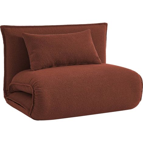 sweeek - 1-Sitzer Schlafsessel mit Bezug aus strukturiertem Bouclé, Strukturiertes  Bouclé, Terrakotta