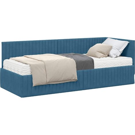 Maison Exclusive - Struttura Letto Angolare con Materasso 2 pcs Blu Velluto
