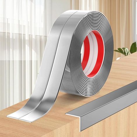 Protection d'angle argentée, 6 cm x 1 m, 1 rouleau, protection d'angle intérieure et extérieure auto-adhésive et flexible (1/5)
