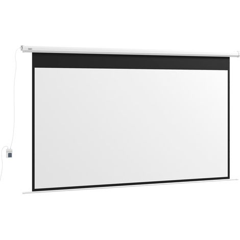 Beamer-Leinwand Elektrisch, 266 x 149 cm, 16:9 Projektionsleinwand mit Fernbedienung für Heimkino, Präsentation, Metall, Weiß