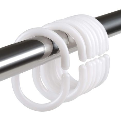 24 Anello per Tenda Doccia, in Plastica Bianca 46x29mm, Ruotare di 180 Gradi, Per il Bagno (1/5)