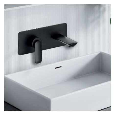 Façade mitigeur lavabo encastré avec bec de 185 mm Noir Mat - CRISTINA ONDYNA FL25613 (1/2)