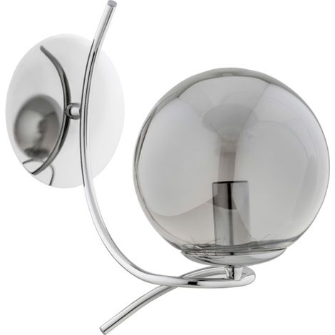 Alfa SENTIA Modern Minimalist Wall Sconce Lamp, Chrome & Graphite Metal, 1xE14 Max 10W, Indoor IP20, Dimmable, 27x15x28 cm, for Bedroom Living Room Hallway