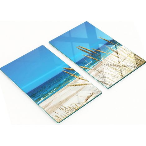 Tablas de cocina decorativas multifuncionales de vidrio con dise帽o de hierba marina, 2x30x52 cm.