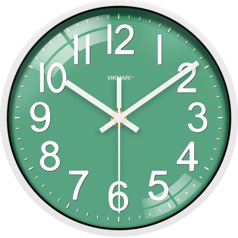 Petite Horloge Murale Verte de 20 cm, Horloge Moderne pour Cuisine Salon Chambre à Coucher Salle de Bain Maison Bureau (1/5)