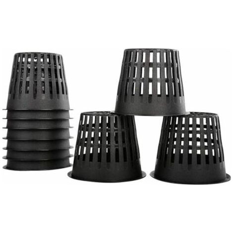 10pcs, Noir Paniers Hydroponiques Plastique Pot Plantation Hydroponique Réutilisable Panier Plante Aquatique pour Culture hydroponique aéroponique, Plantation de Fleurs, Jardinage (1/5)