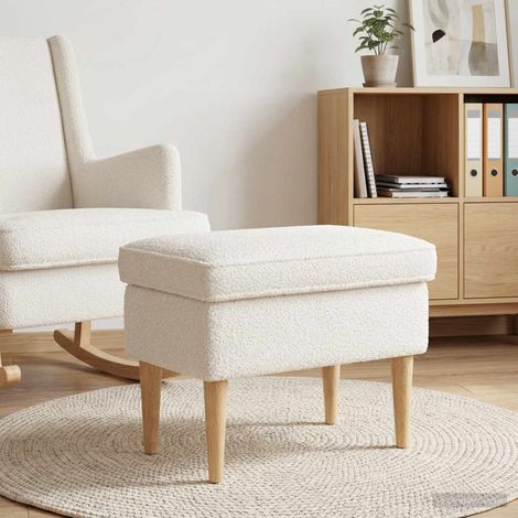 vidaXL Pouf Crème 55 x 35 x 41 cm Bouclé
