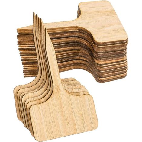 50pcs étiquettes de plantes en bambou, étiquettes de plantes en bois en forme de T marqueurs de jardin pour pots de graines herbes fleurs légumes (6 x 10 cm) (1/4)