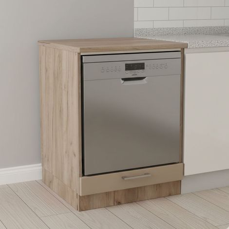 Armario de Cocina Volvera, Mueble de Cocina: un Cajón, 2 Estantes, un Compartimento, 60x56.5x82h cm Roble Marrón Nudos (1/5)