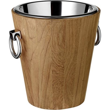 Rafraîchisseur de Bouteille Seau à Champagne en Bois de Teck Recyclé et Inox Ø 26 x 32 cm - PANGIVO (1/5)
