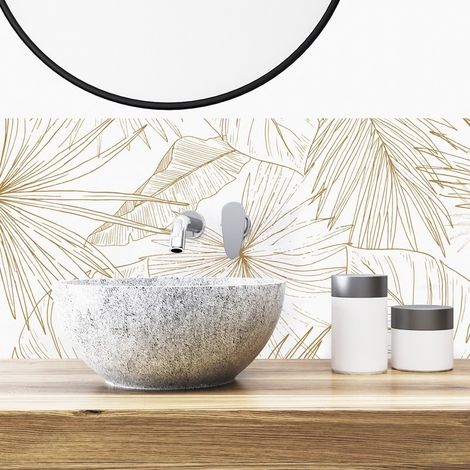Crédence de salle de bain en Aluminium floral marron 140x30 cm (en 2 bandeaux) - Lamnar