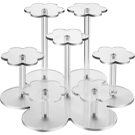Présentoir de figurines en acrylique avec 7 niveaux pour objets de collection, support de cupcake en acrylique pour présentation de bonbons pour pâtisserie (1/5)