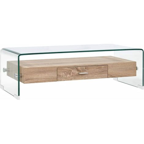 vidaXL Mesa de centro de vidrio templado transparente 98x45x31 cm (1/4)
