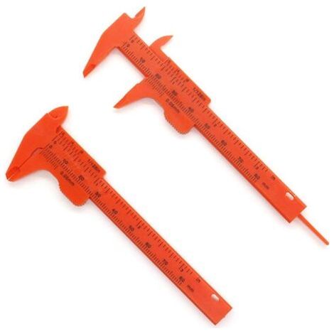 SABIR Outils de Jauge en Plastique Bricolage Calipers Mini Coulissante Vernier Calibre Jauge Vernier Calibre Outil de Mesure Règle 80mm, Convient pour la Mesure de Boutons, Jade, Bijoux (Orange, 2 Pcs (1/5)