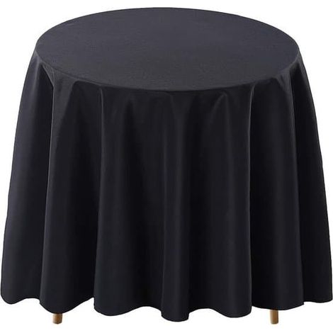 Nappe ronde en polyester, lavable, antitache, infroissable, pour 5 à 6 personnes, diamètre 200 cm, noire. Convient pour 5 à 6 personnes. (1/5)