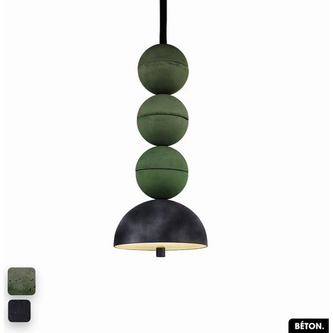 Lampe de suspension en béton velours - BOSFOR CONCRETE VELVET ASPERGE - ANTHRACITE 3 BALLES LED 14W (1/2)