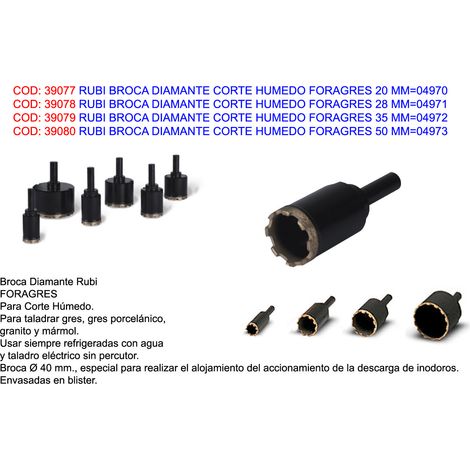 RUBI BROCA DIAMANTE CORTE HUMEDO FORAGRES 28 MM=04971