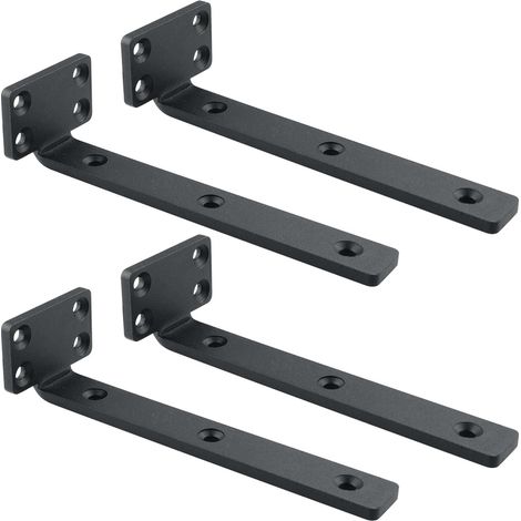 noir Lot de 4 Supports d' Étagère Flottants, 15 x 6.5 CM, Équerre Étagere Durable et Pratique, Equerre Etagere Murale avec Vis (1/5)