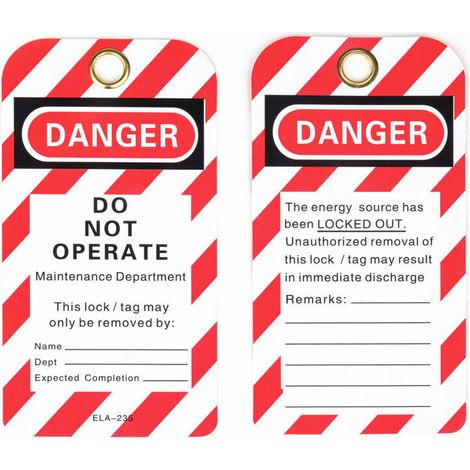 Étiquettes de signalisation de verrouillage en plastique Danger Ne pas utiliser, paquet de 10 (1/2)