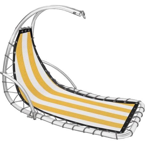 Housse de rechange en tissu pour balancelle suspendue - Pour terrasse, jardin, intérieur et extérieur - 64 x 197 x 23 cm - Motif à rayures jaunes (1/5)