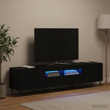 vidaXL 3 Piece LED TV Cabinet ZWOLLE Black Engineered Wood (1/5)
