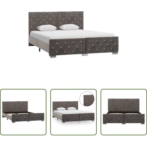 vidaXL Samt - Bettgestell Grau Samt 140x200 cm (1/5)
