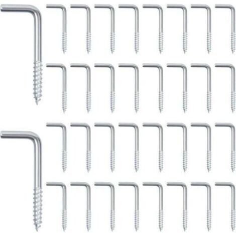 2.5x13x25mm,Pack of 100 L Hook Bolts L Shape Right Angle Screw Hook Screw Straight Slot Hook L Hook Galvanized Screw Wall Hook (1/4)