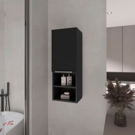 Armadio a muro per bagno Mila, 81,7 cm AL x 29,97 cm AN x 25,5 cm P, nero (1/5)